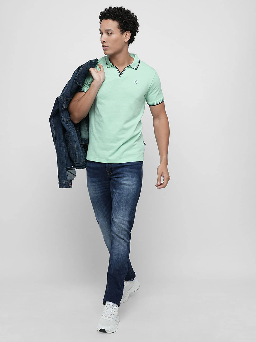 PRODUKT by JACK&JONES Sea Green Contrast Tipping Polo - Image 5