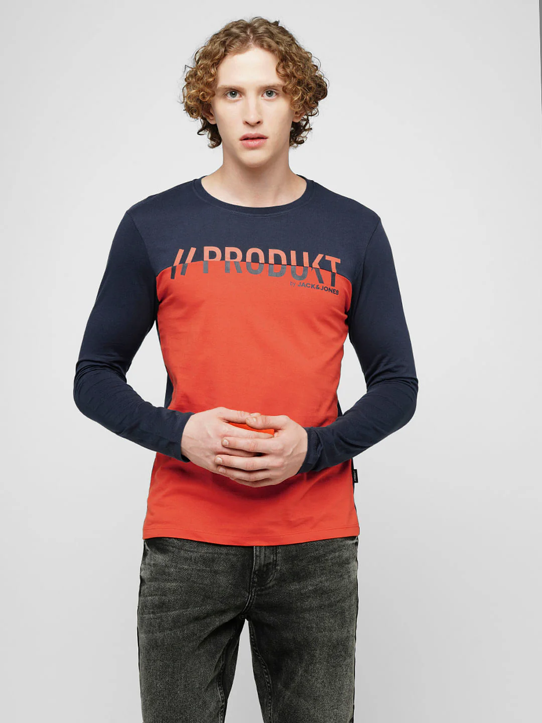 PRODUKT by JACK&JONES Red Colourblocked Full Sleeves T-shirt - Image 2
