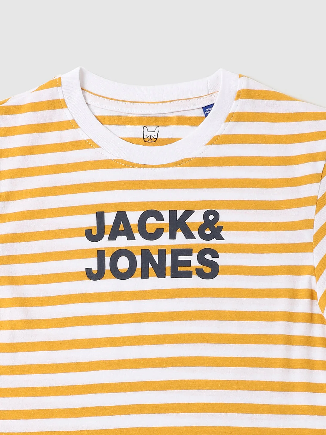 BOYS Yellow Striped Crew Neck T-shirt - Image 3