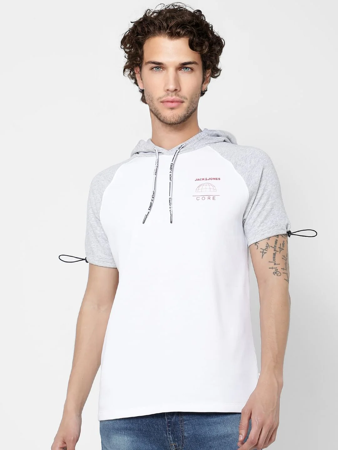 White Colourblocked Hooded Sweatshirt - Image 2