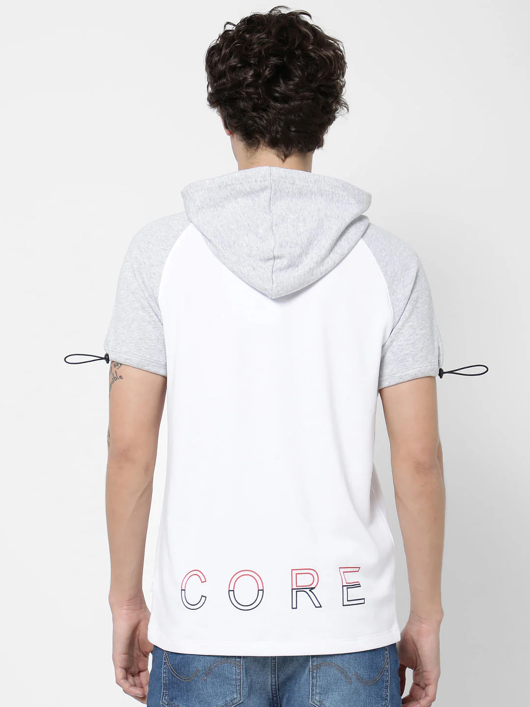 White Colourblocked Hooded Sweatshirt - Image 4