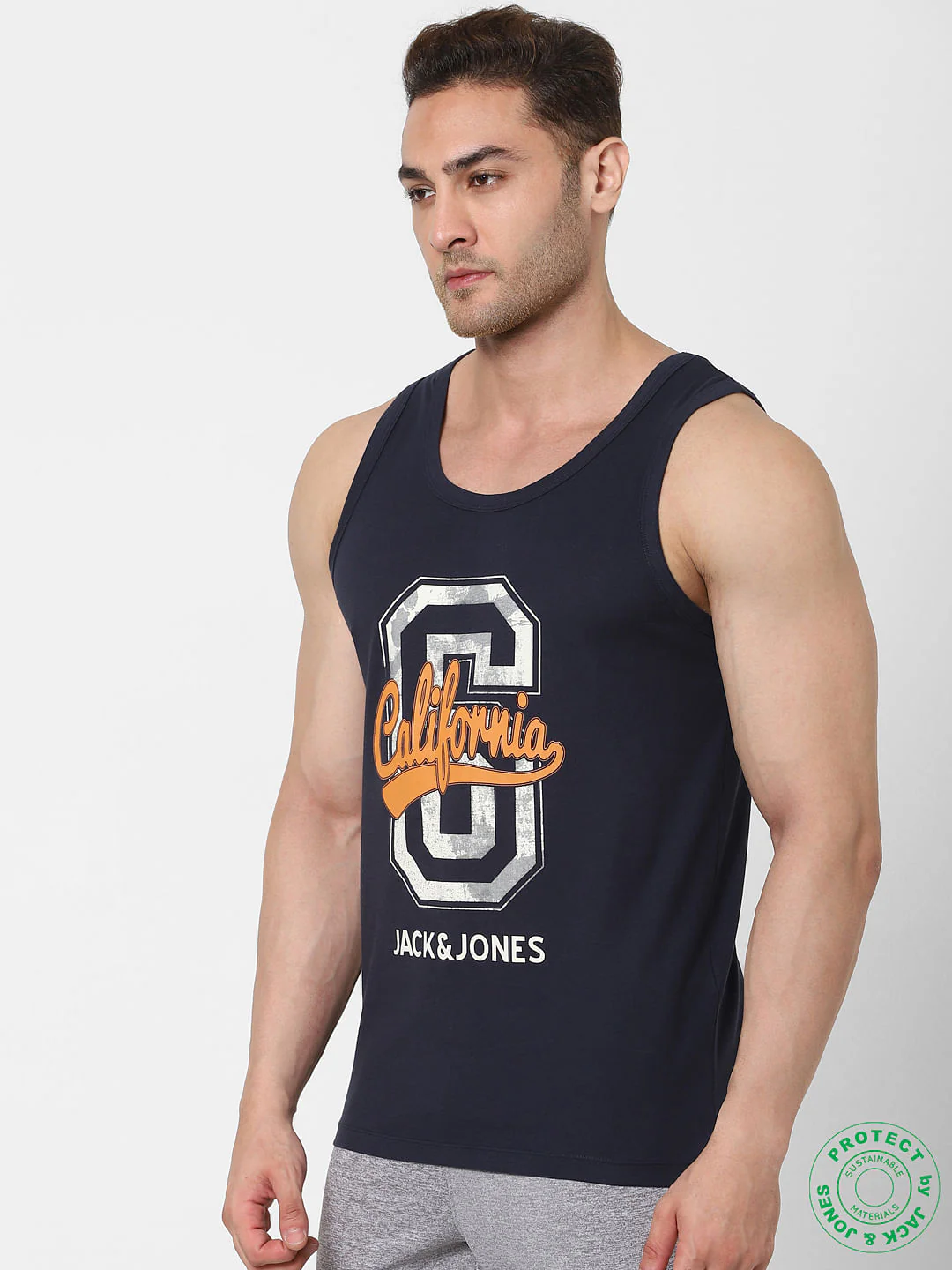 Navy Blue Logo Print Vest - Image 3