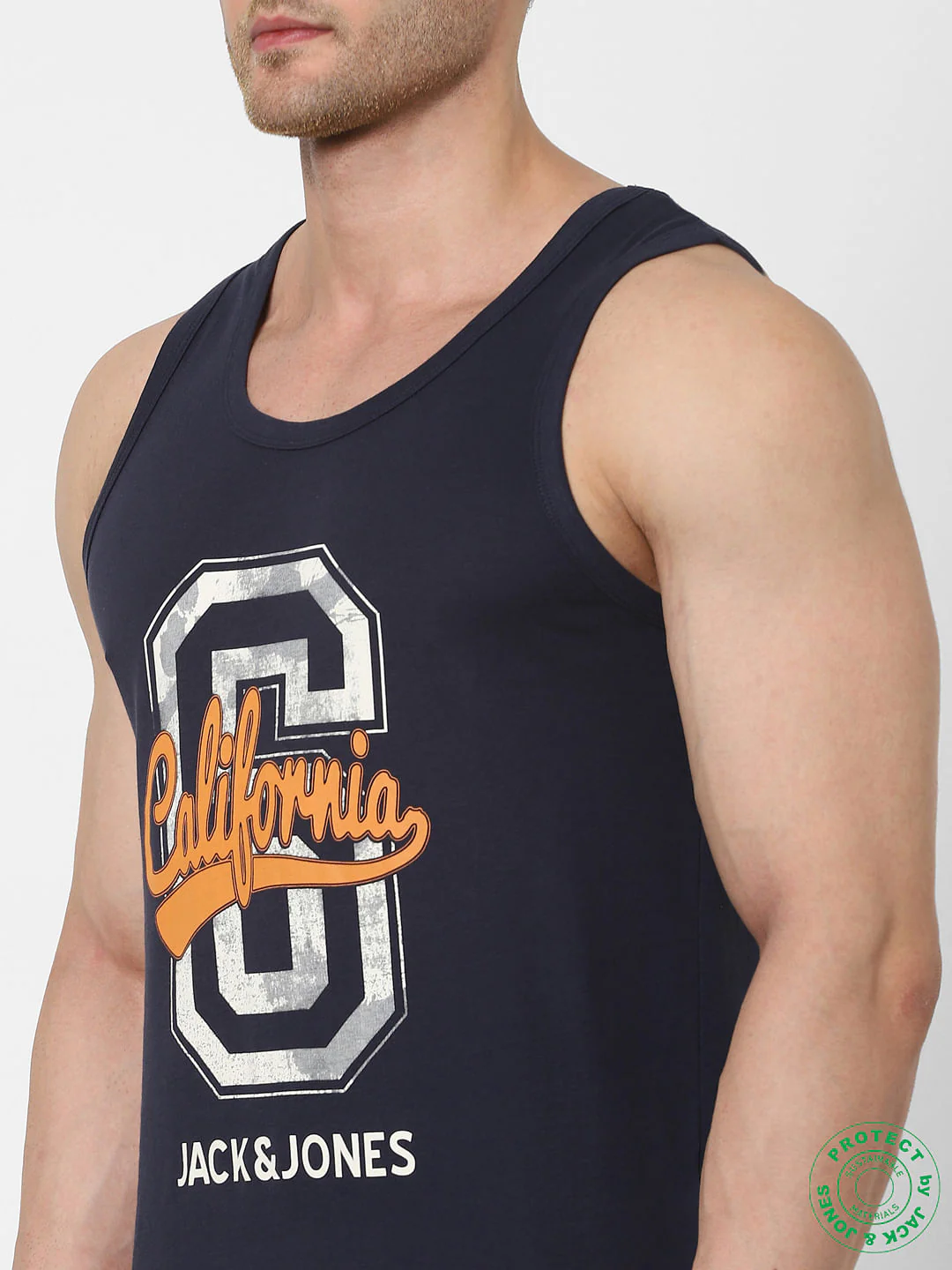Navy Blue Logo Print Vest - Image 5