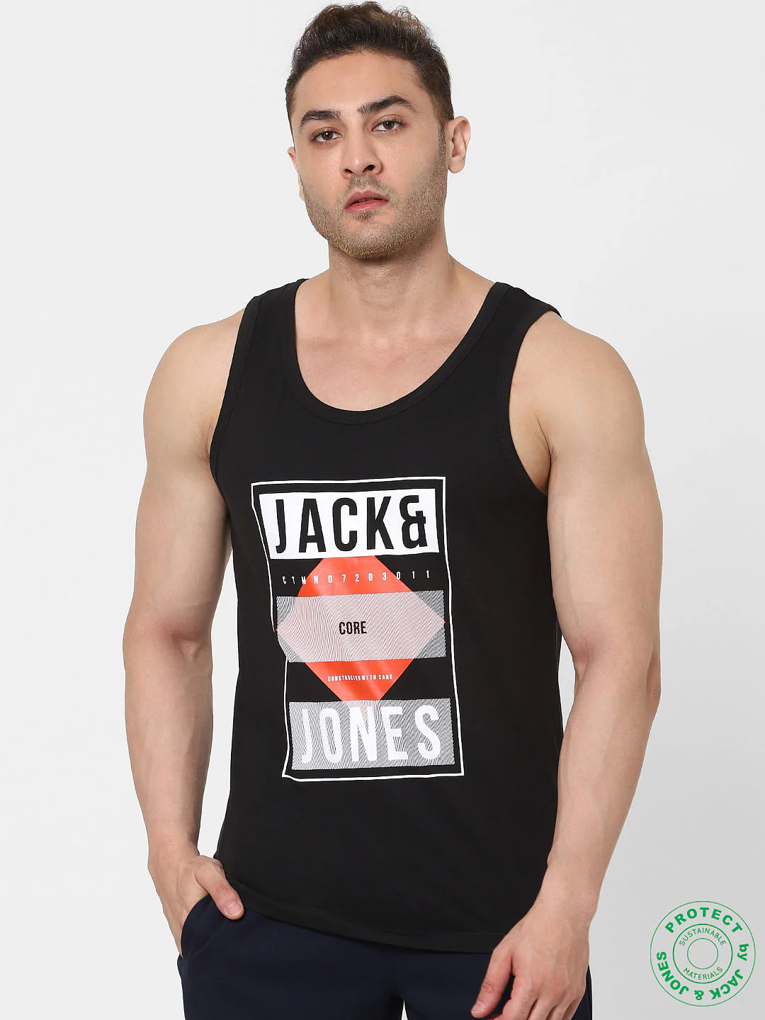 Black Logo Print Vest - Image 2