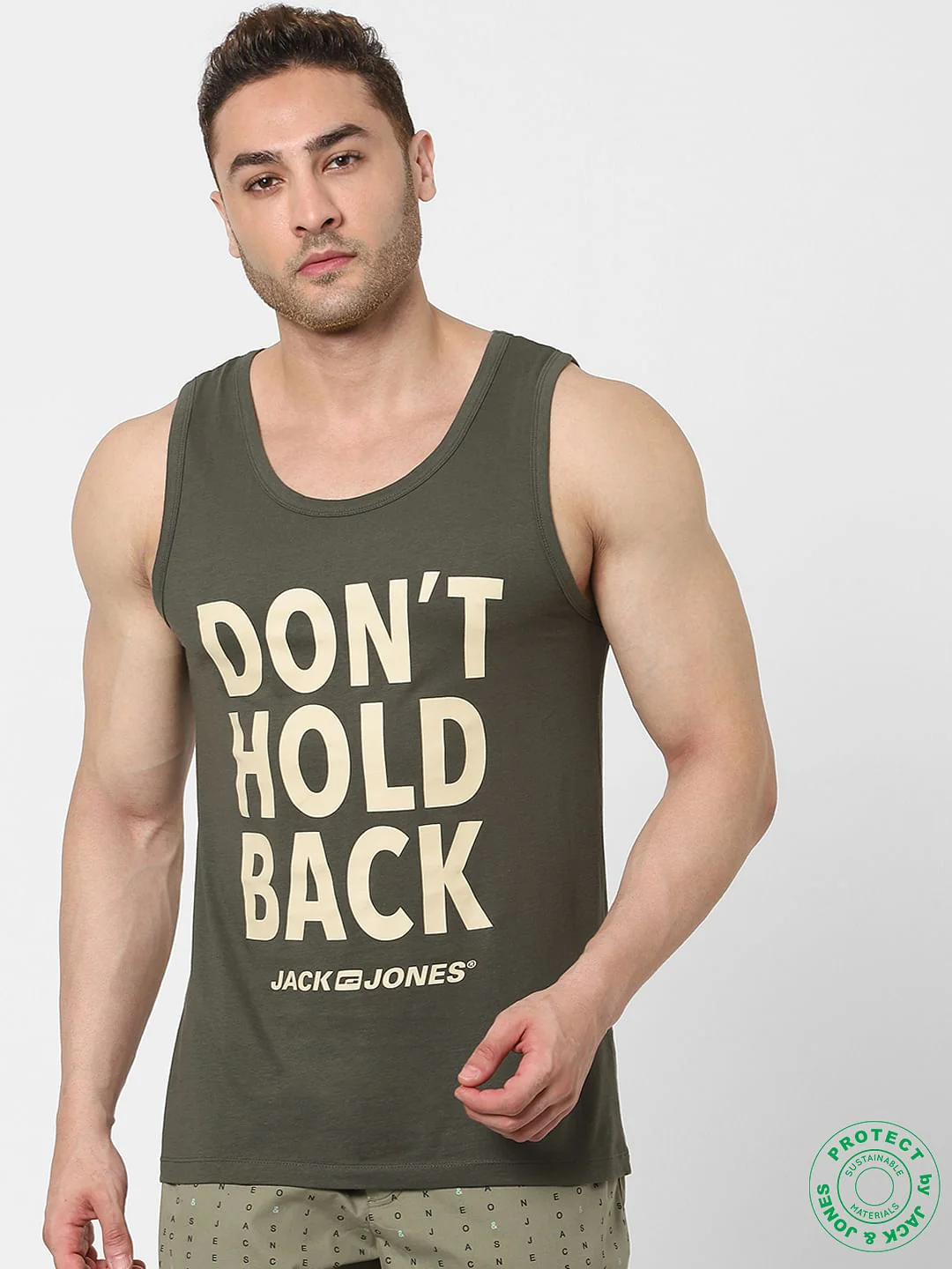 Green Slogan Print Vest - Image 2