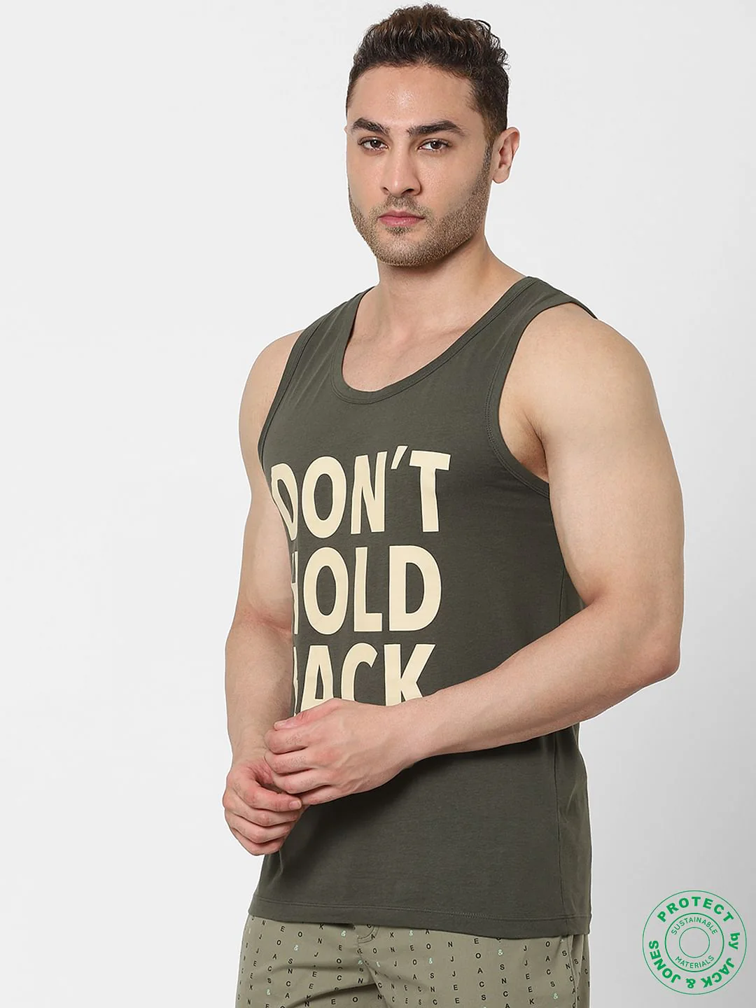 Green Slogan Print Vest - Image 3