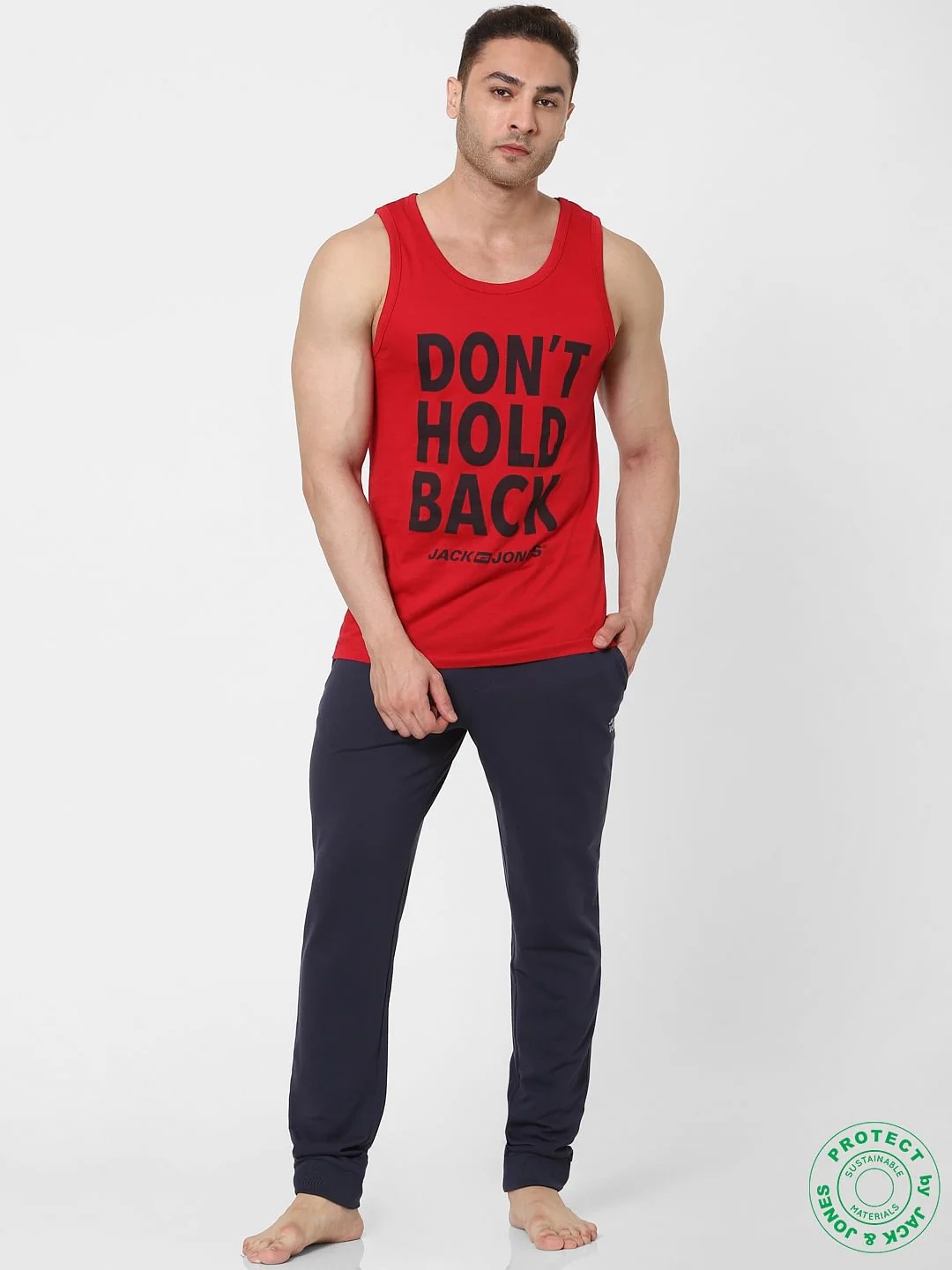 Red Slogan Print Vest