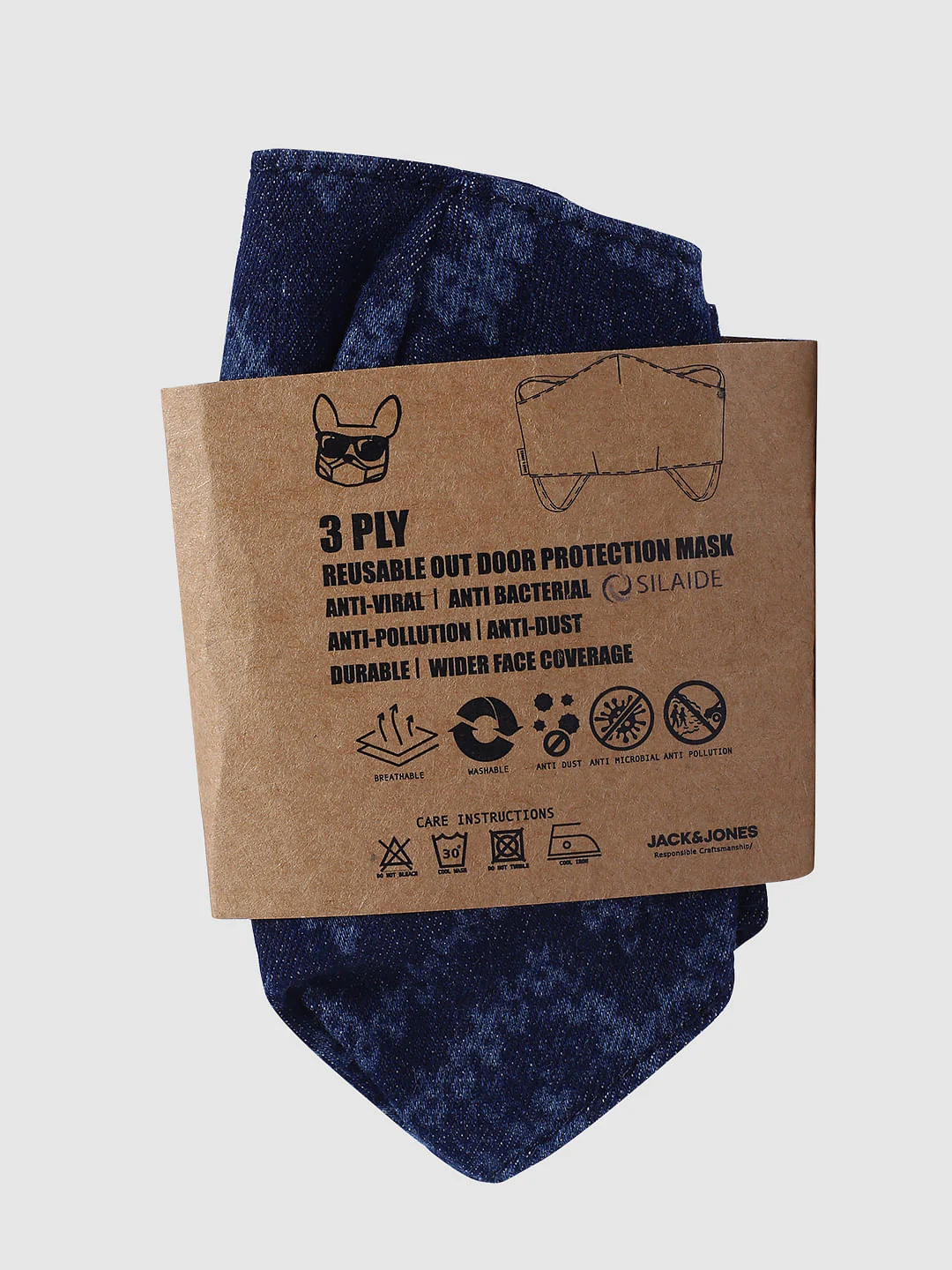 Blue Striped Lightweight Denim 3PLY Mask - Image 6