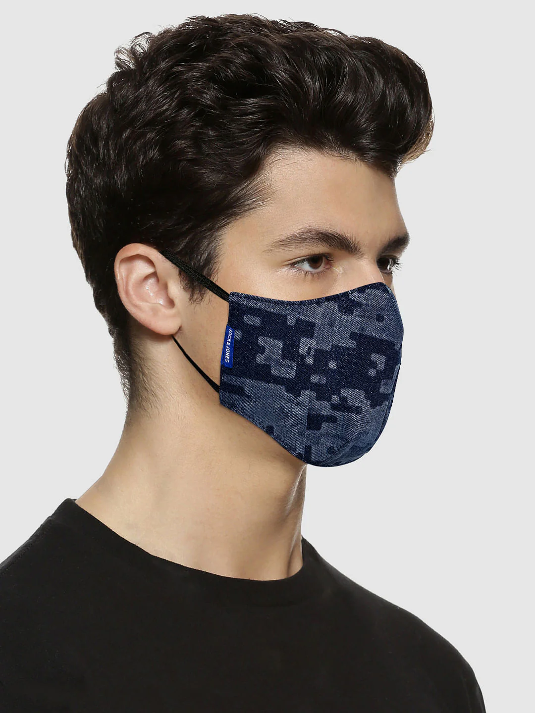 Blue All Over Print Lightweight Denim 3PLY Mask