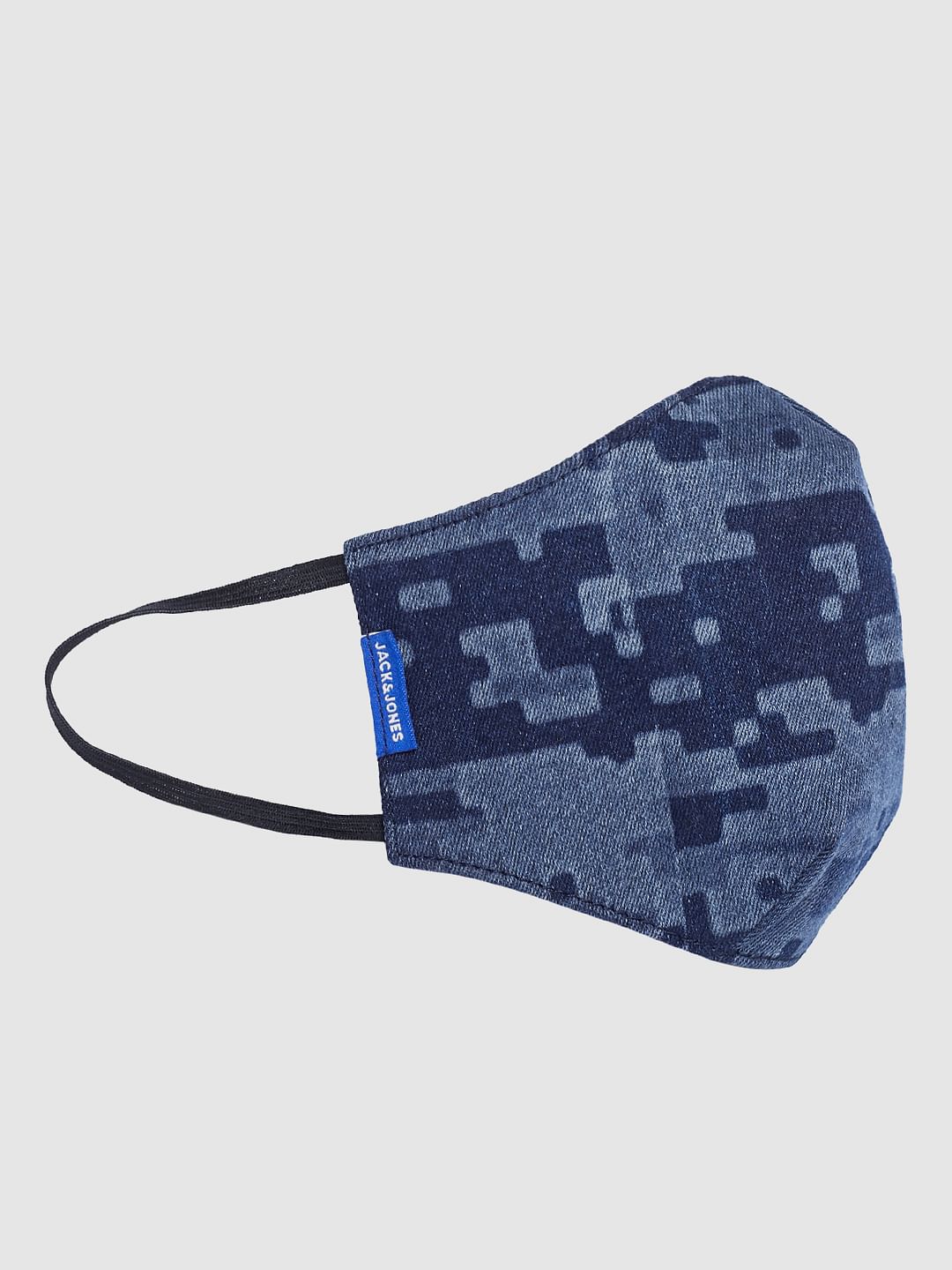 Blue All Over Print Lightweight Denim 3PLY Mask - Image 2
