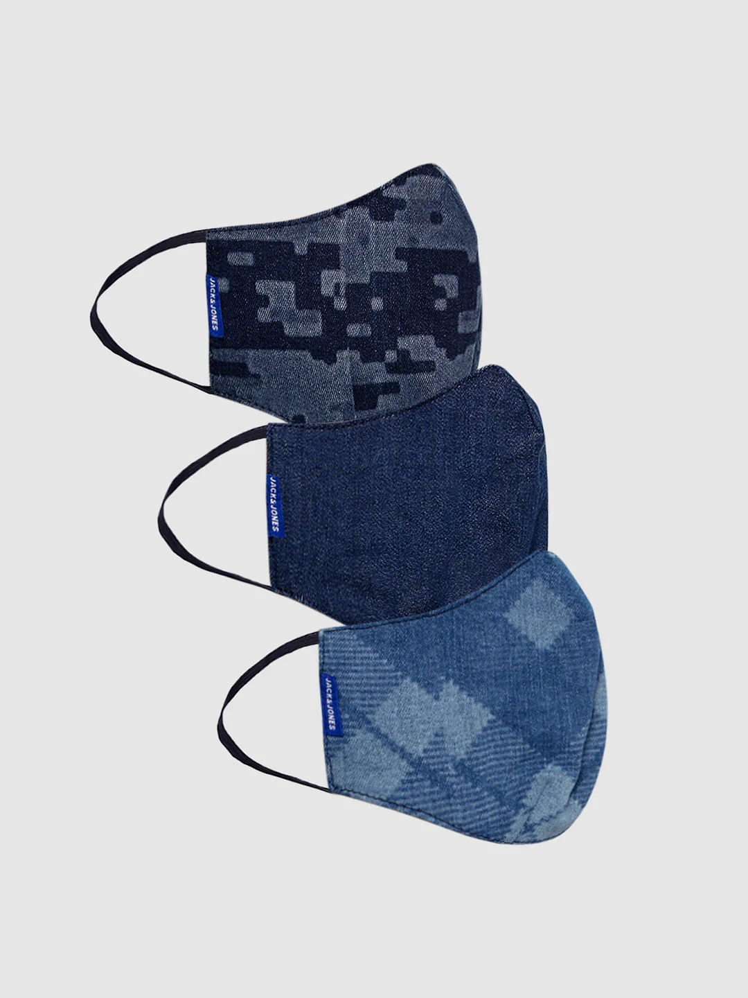 Pack of 3 Self-Design Ligthweight Denim 3PLY Mask
