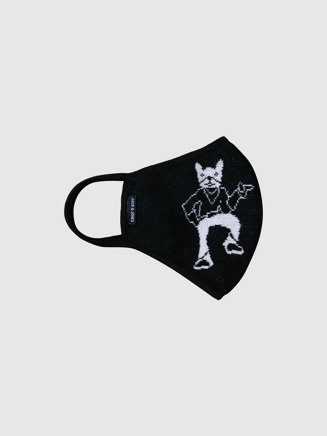 Black Graphic Print Knit 3PLY Mask - Image 2