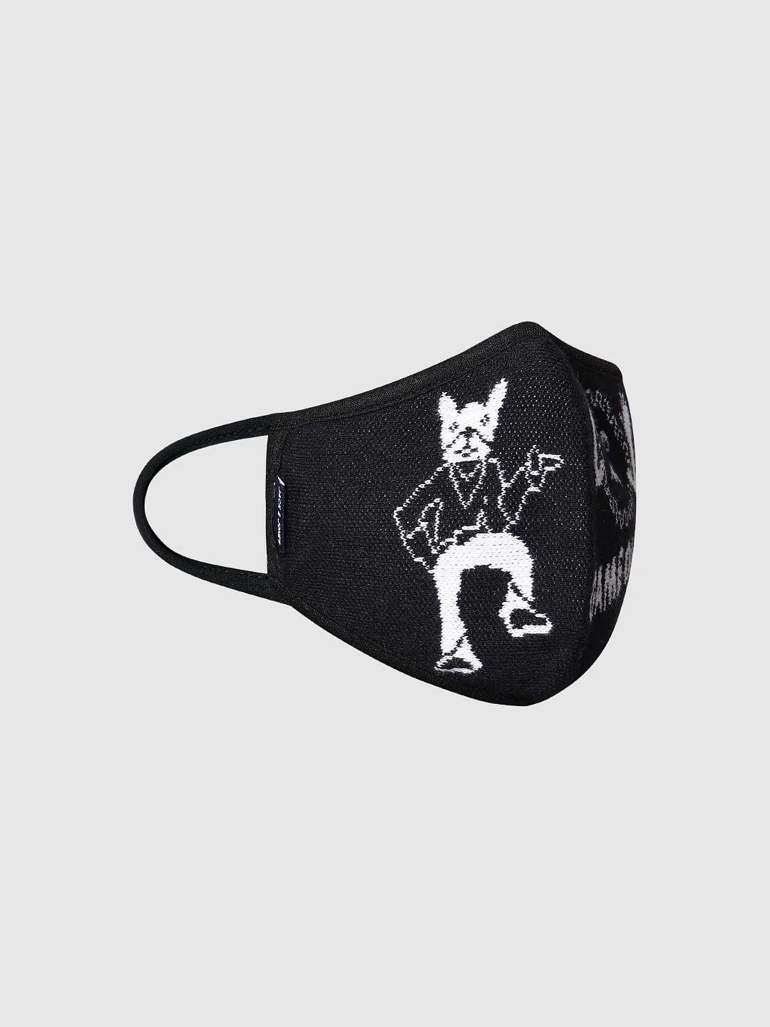 Black Graphic Print Knit 3PLY Mask - Image 4
