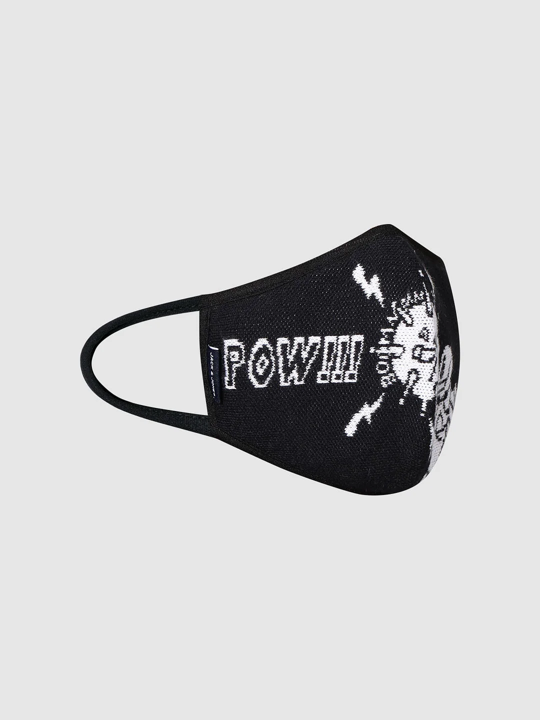 Black Typographic Print Knit 3PLY Mask - Image 2