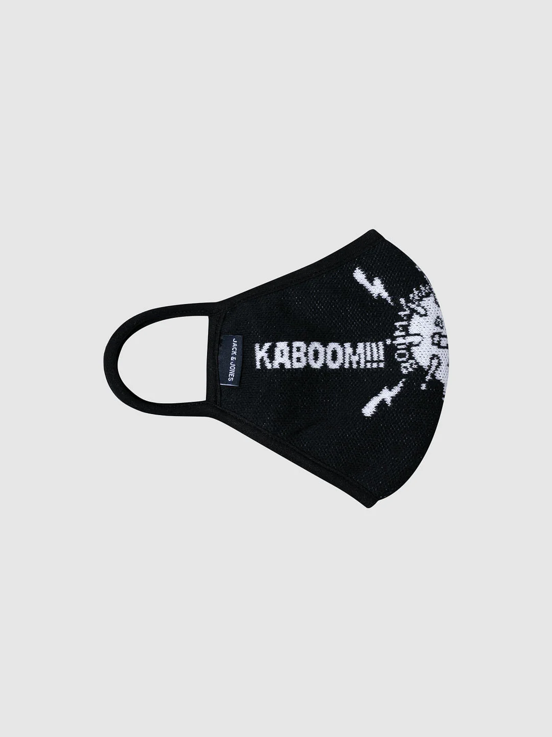 Black Text Print Knit 3PLY Mask - Image 2