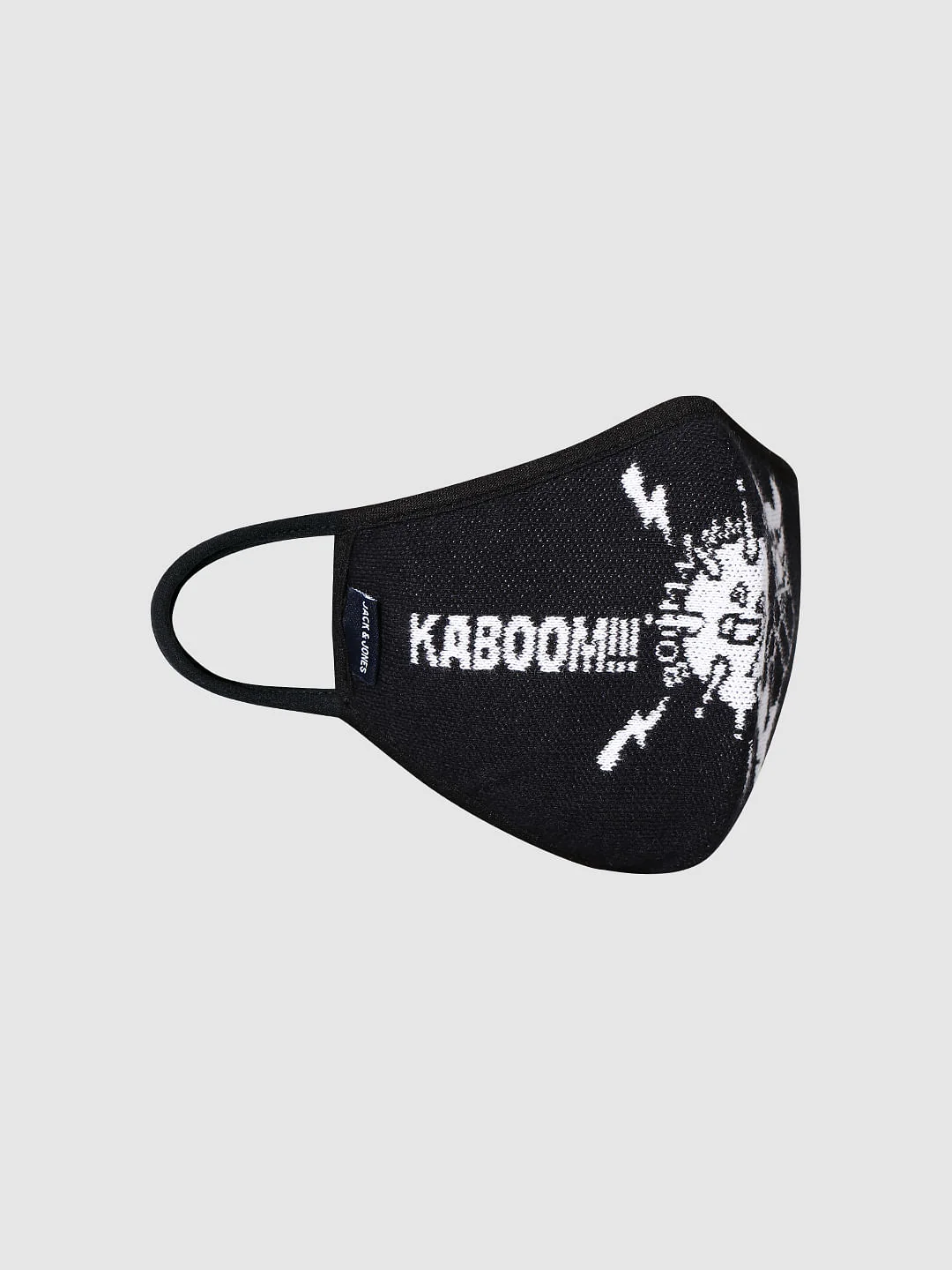 Black Text Print Knit 3PLY Mask - Image 4