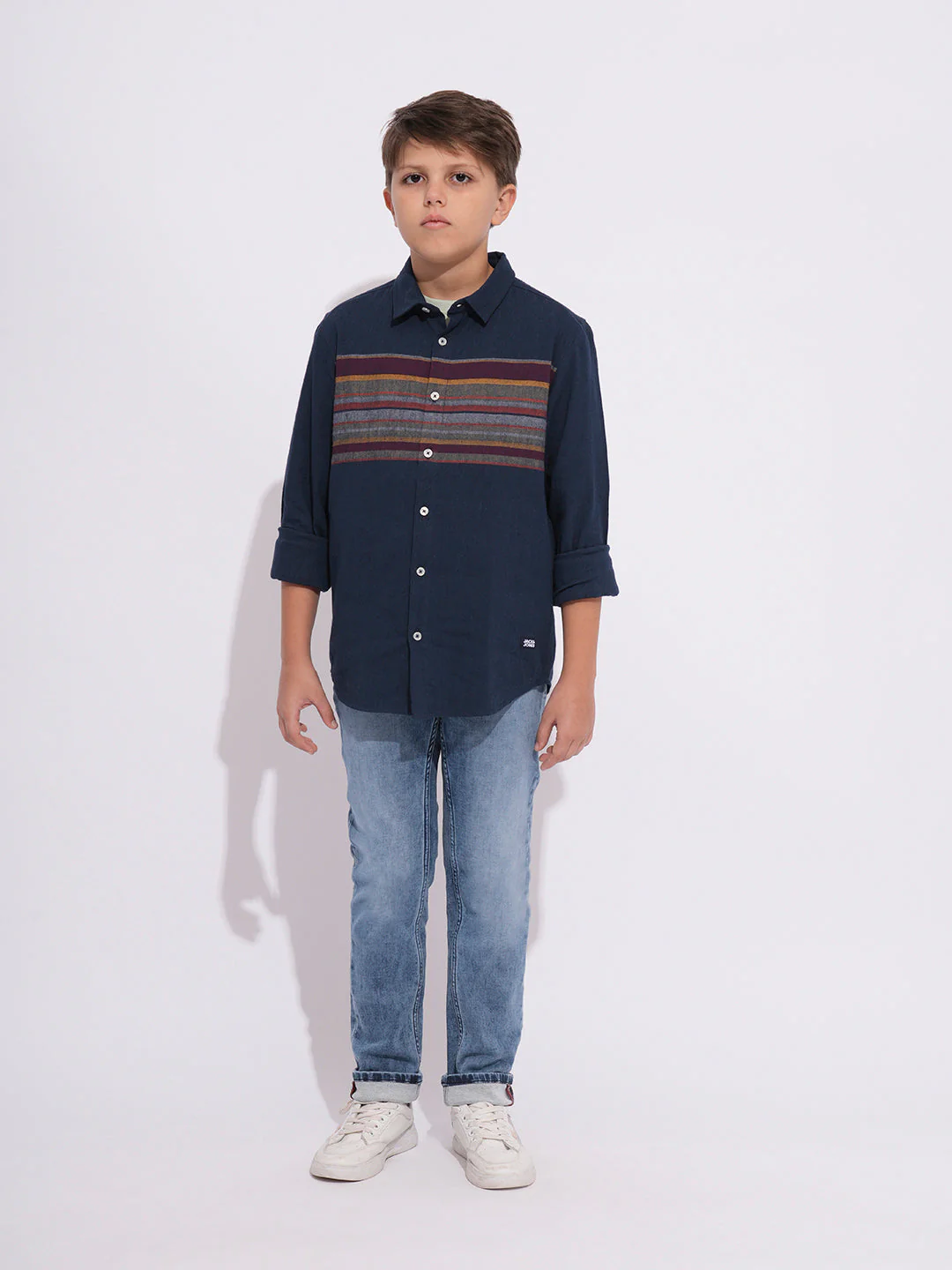 Boys Navy Blue Full Sleeves Shirt - Image 5