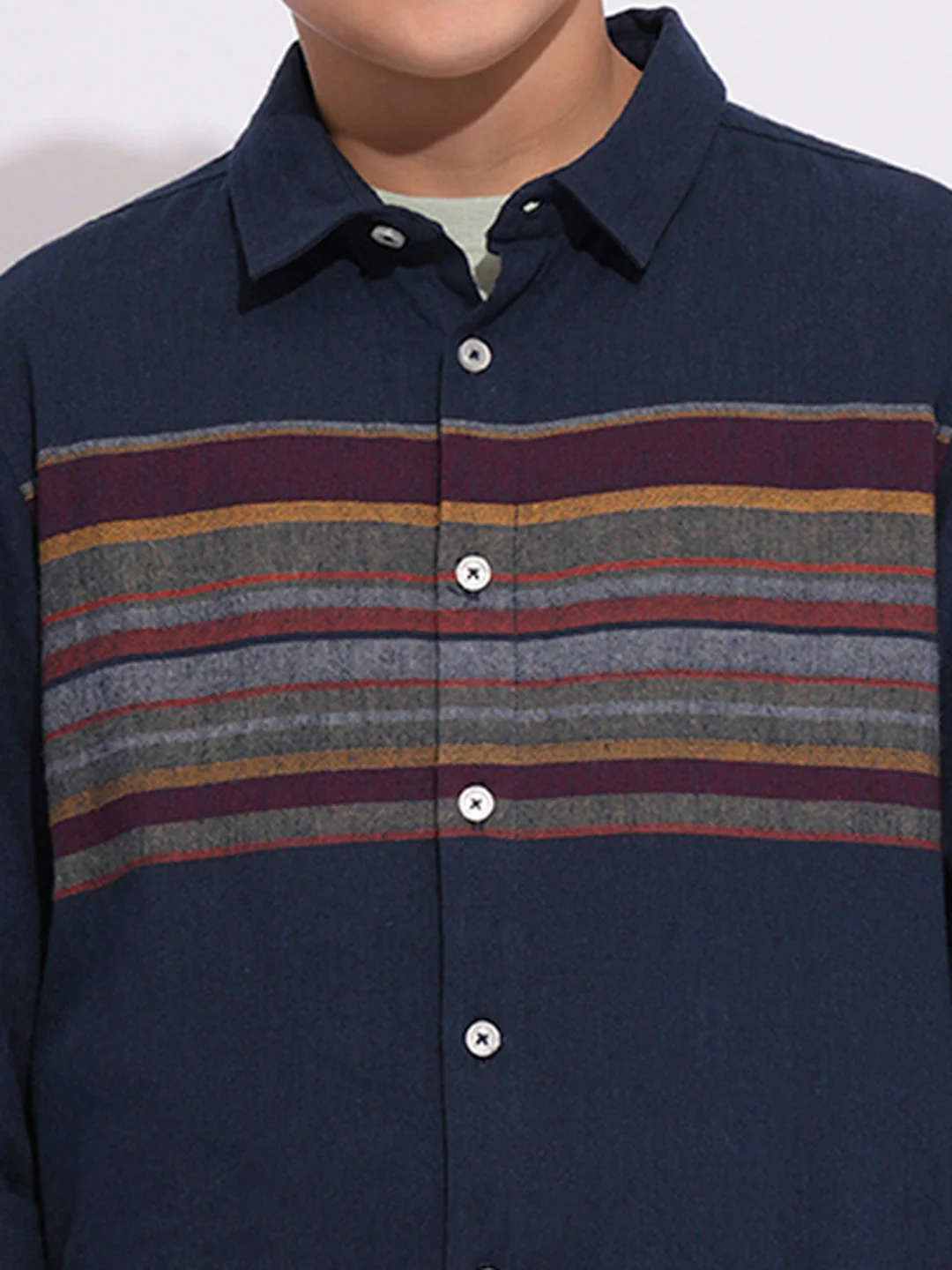 Boys Navy Blue Full Sleeves Shirt - Image 6