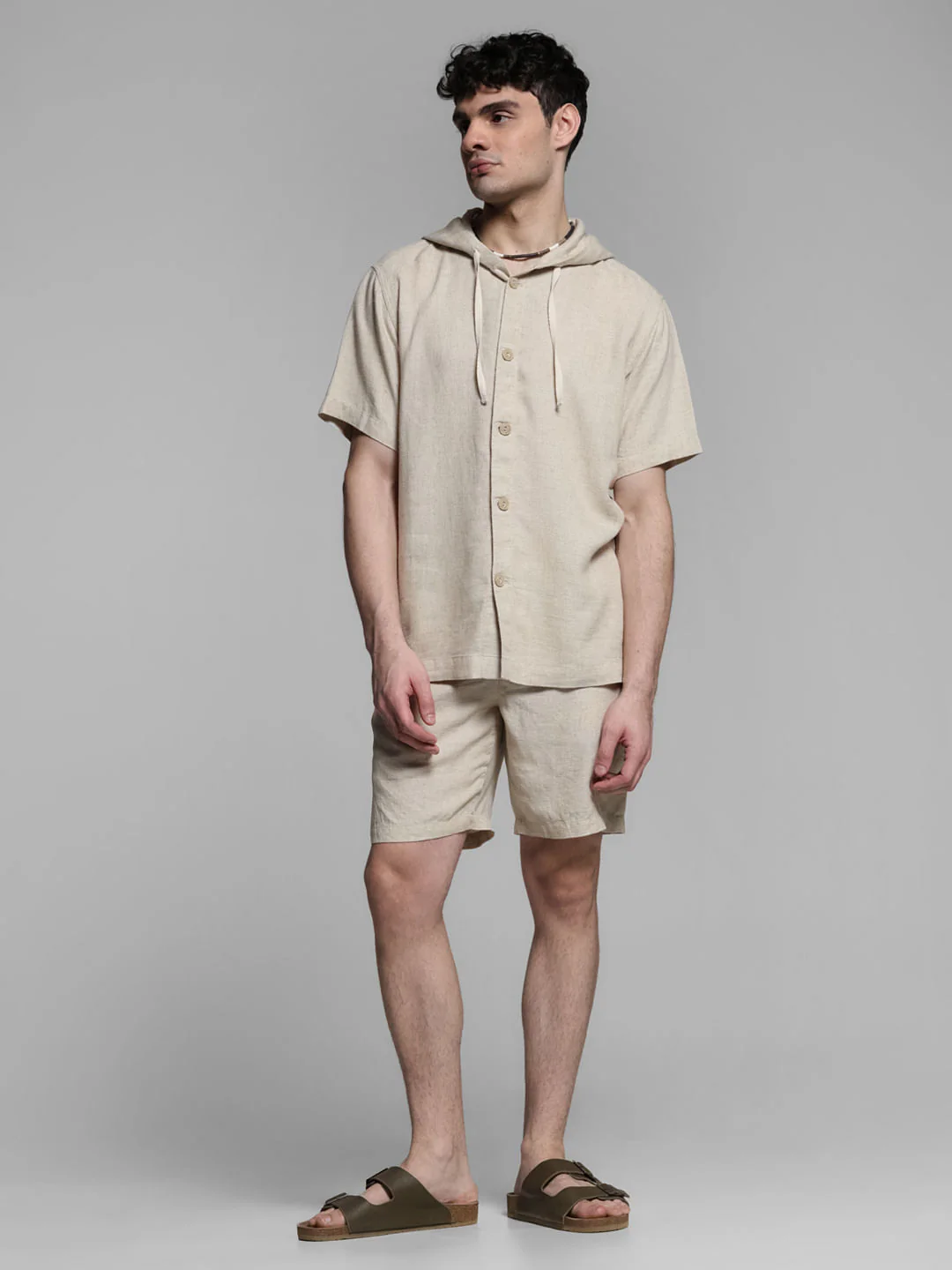 Beige Mid Rise Co-ord Set Shorts - Image 6