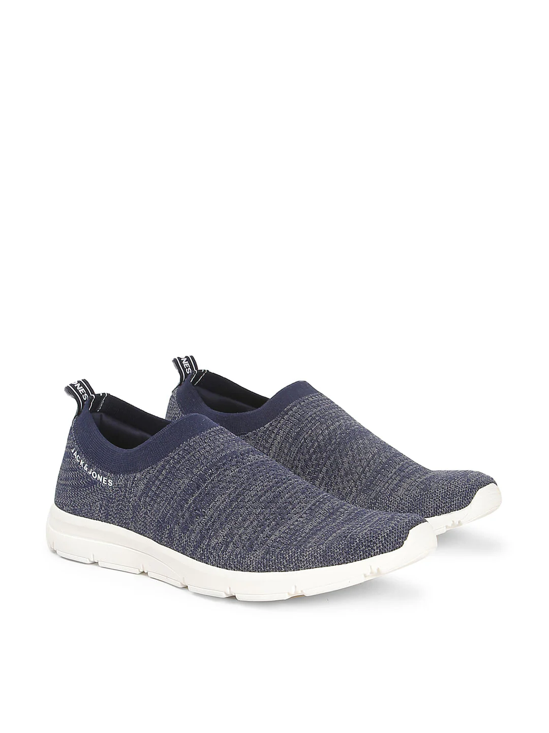 Navy Blue Knit Slip Ons