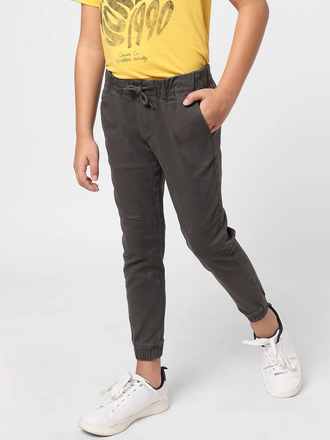 BOYS Dark Grey Mid Rise Joggers - Image 3
