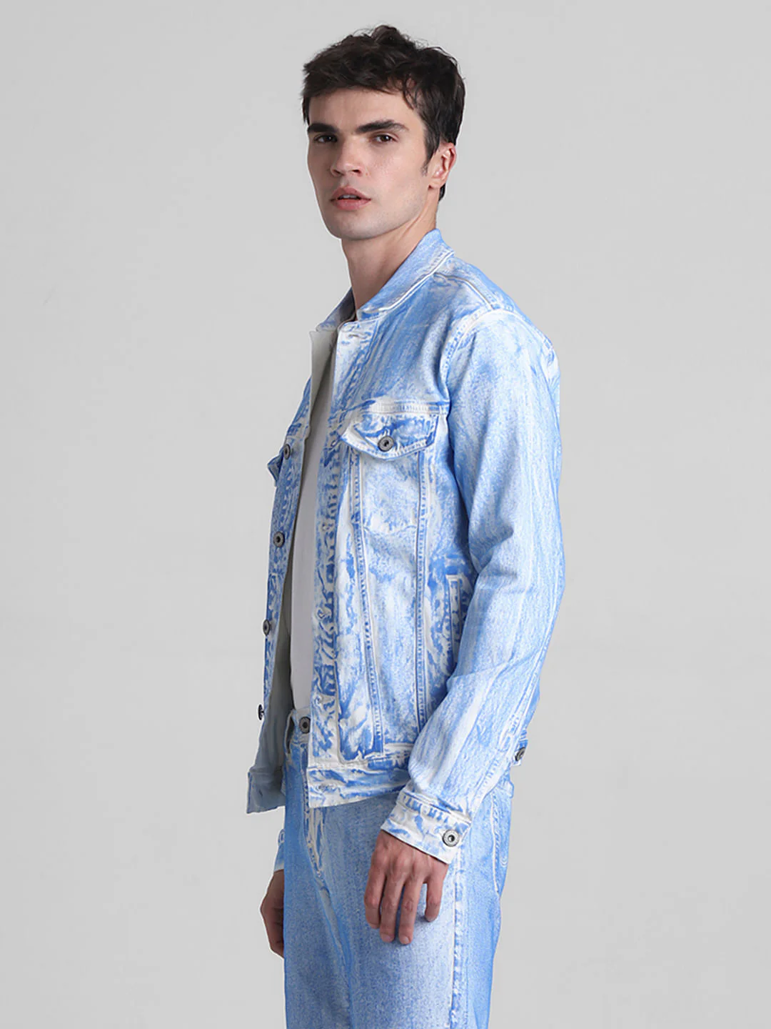 White Washed Co-ord Set Denim Jacket - Image 3