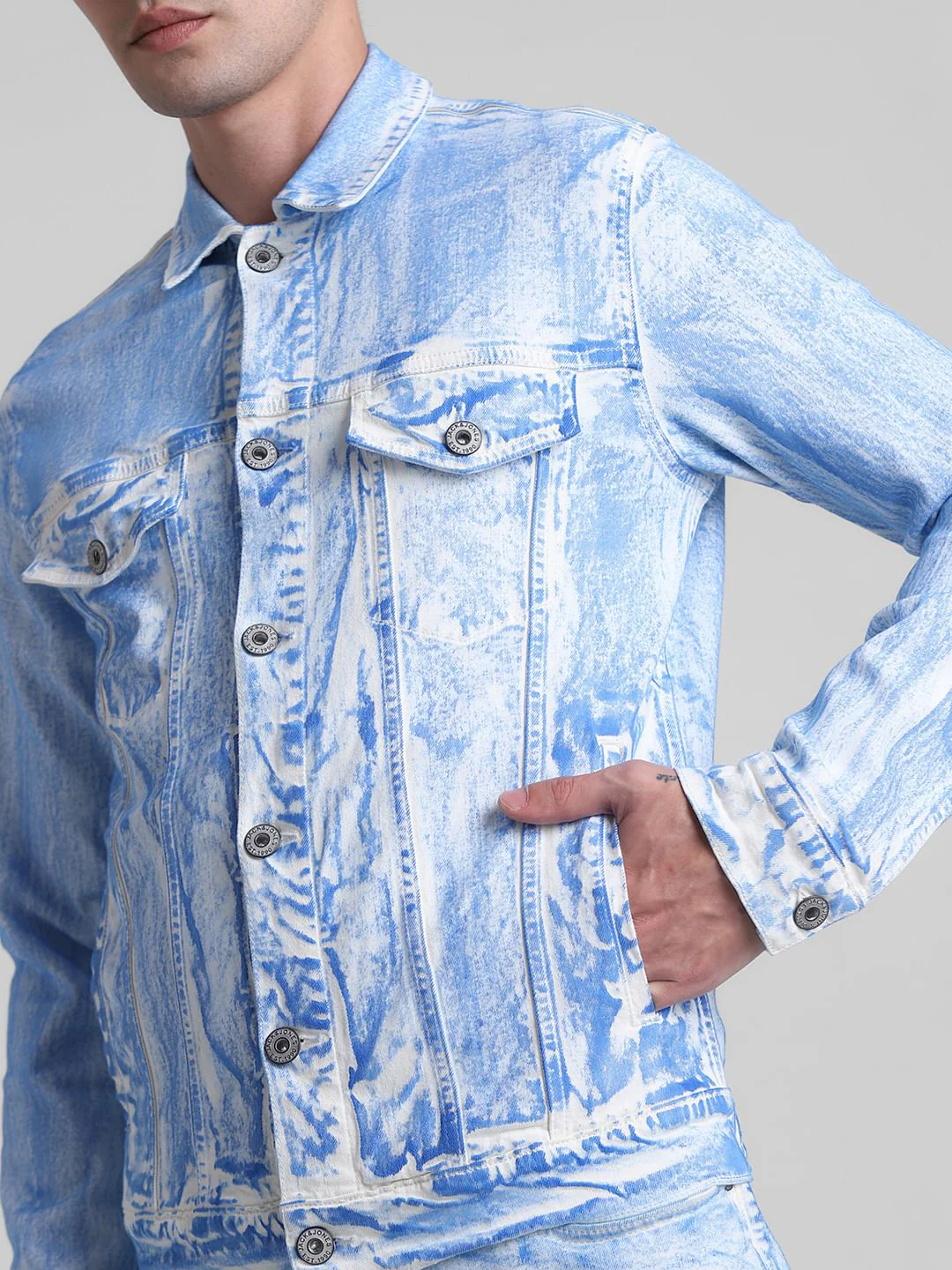 White Washed Co-ord Set Denim Jacket - Image 5