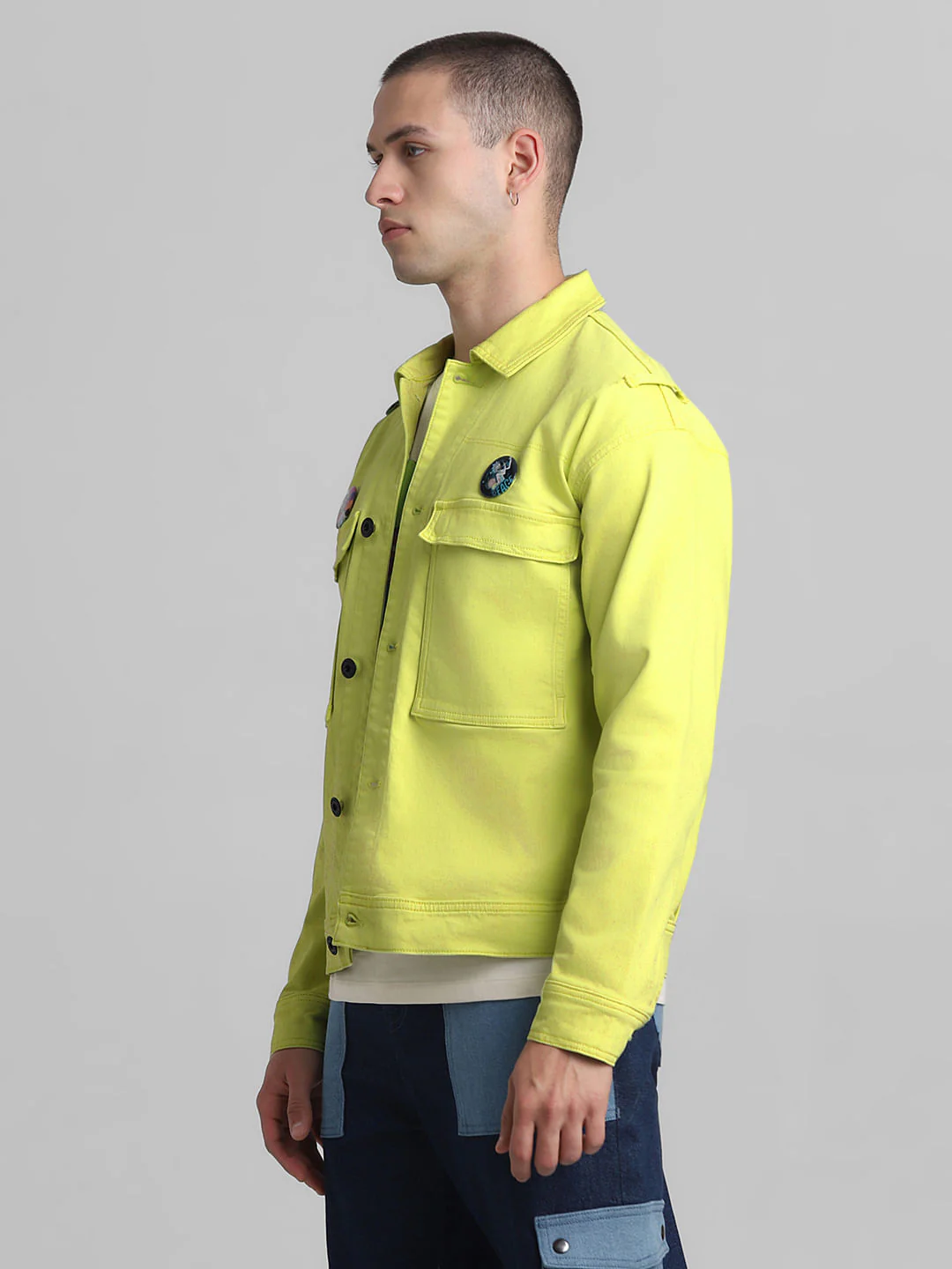 RICK & MORTY Lime Yellow Badge Detail Jacket - Image 3