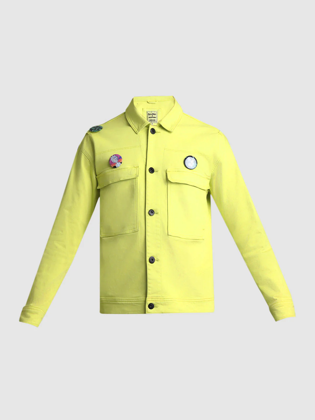RICK & MORTY Lime Yellow Badge Detail Jacket - Image 8