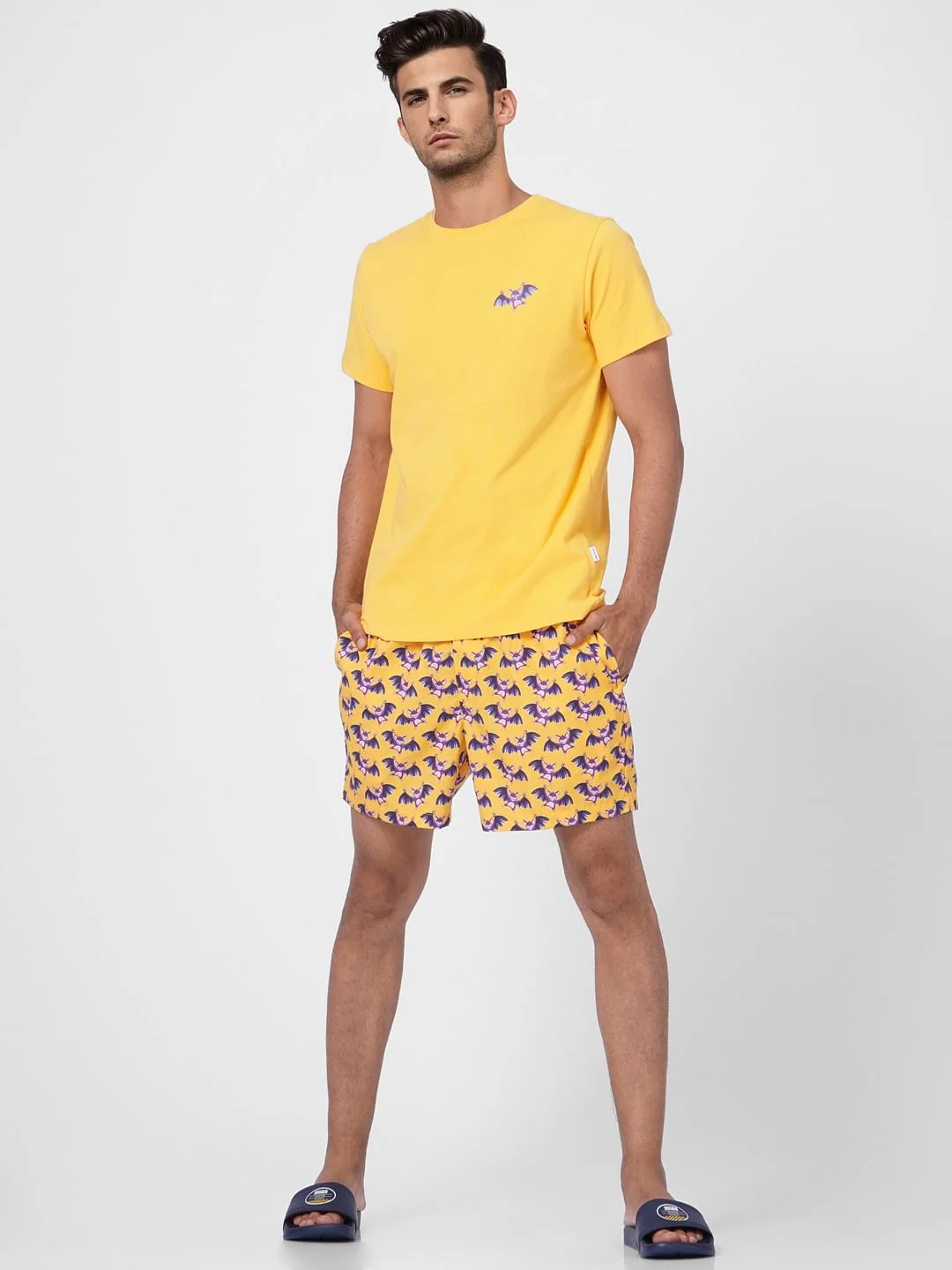 Yellow T-shirt & Printed Shorts Set - Image 6