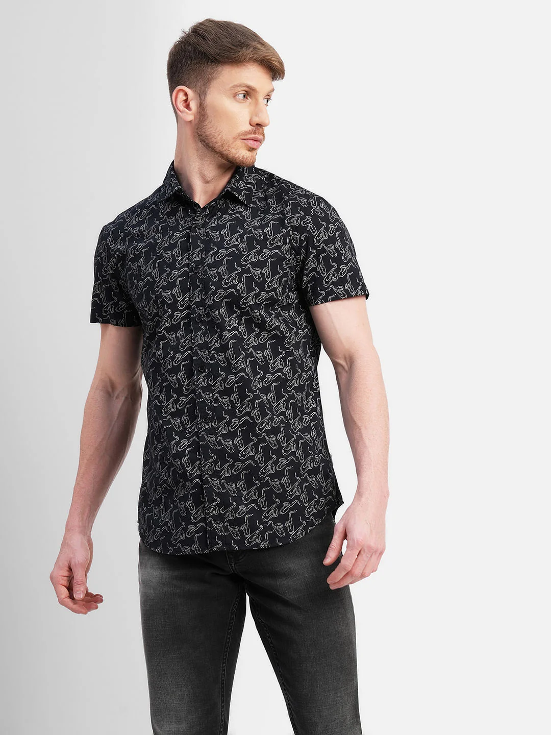 Black All Over Print Short Sleeves Shirt - Image 2