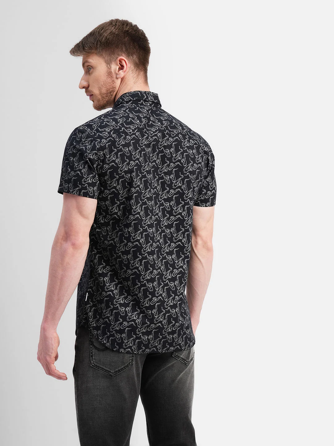 Black All Over Print Short Sleeves Shirt - Image 4