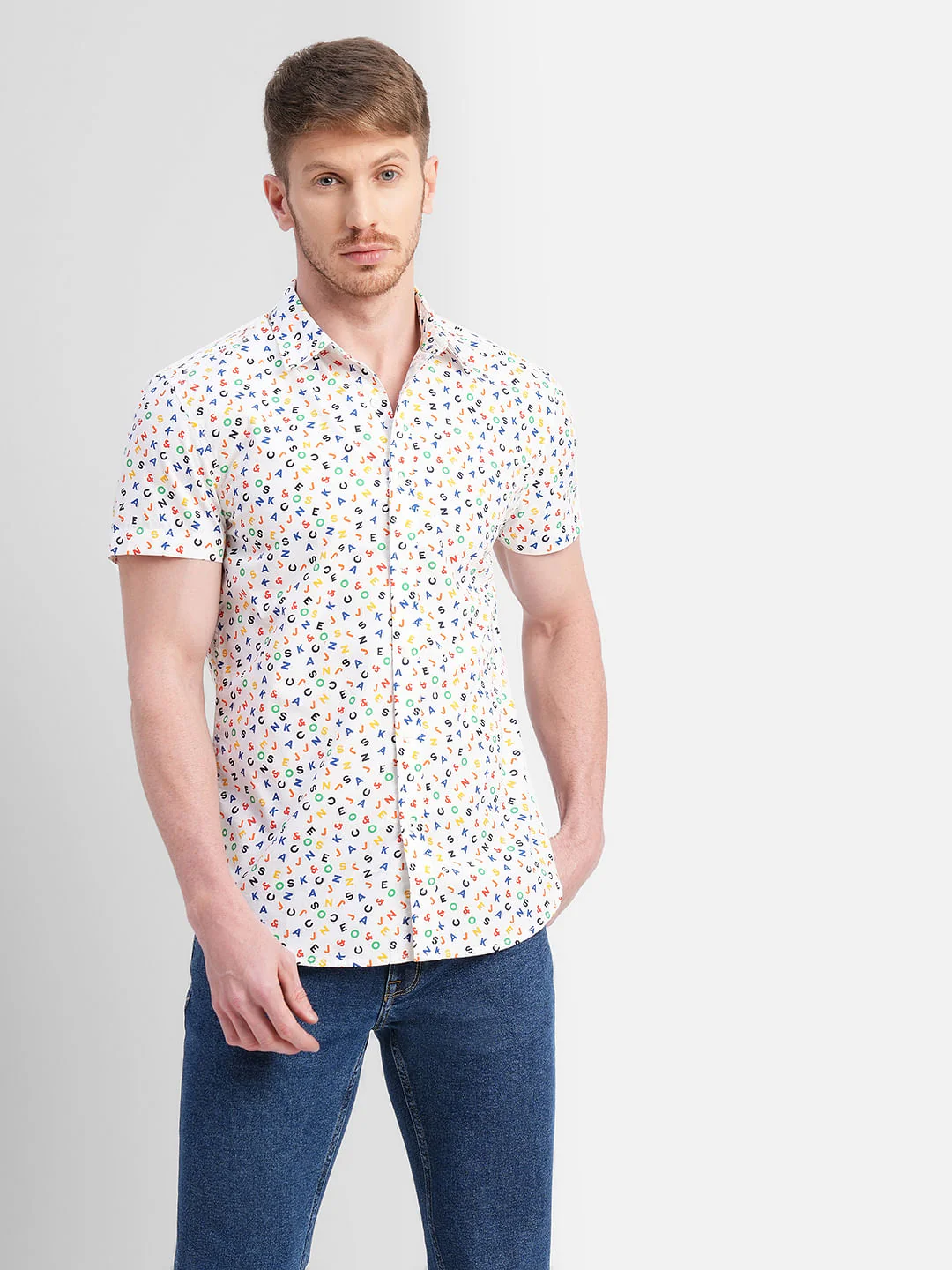 White Logo Print Short Sleeves Shirt - Image 2