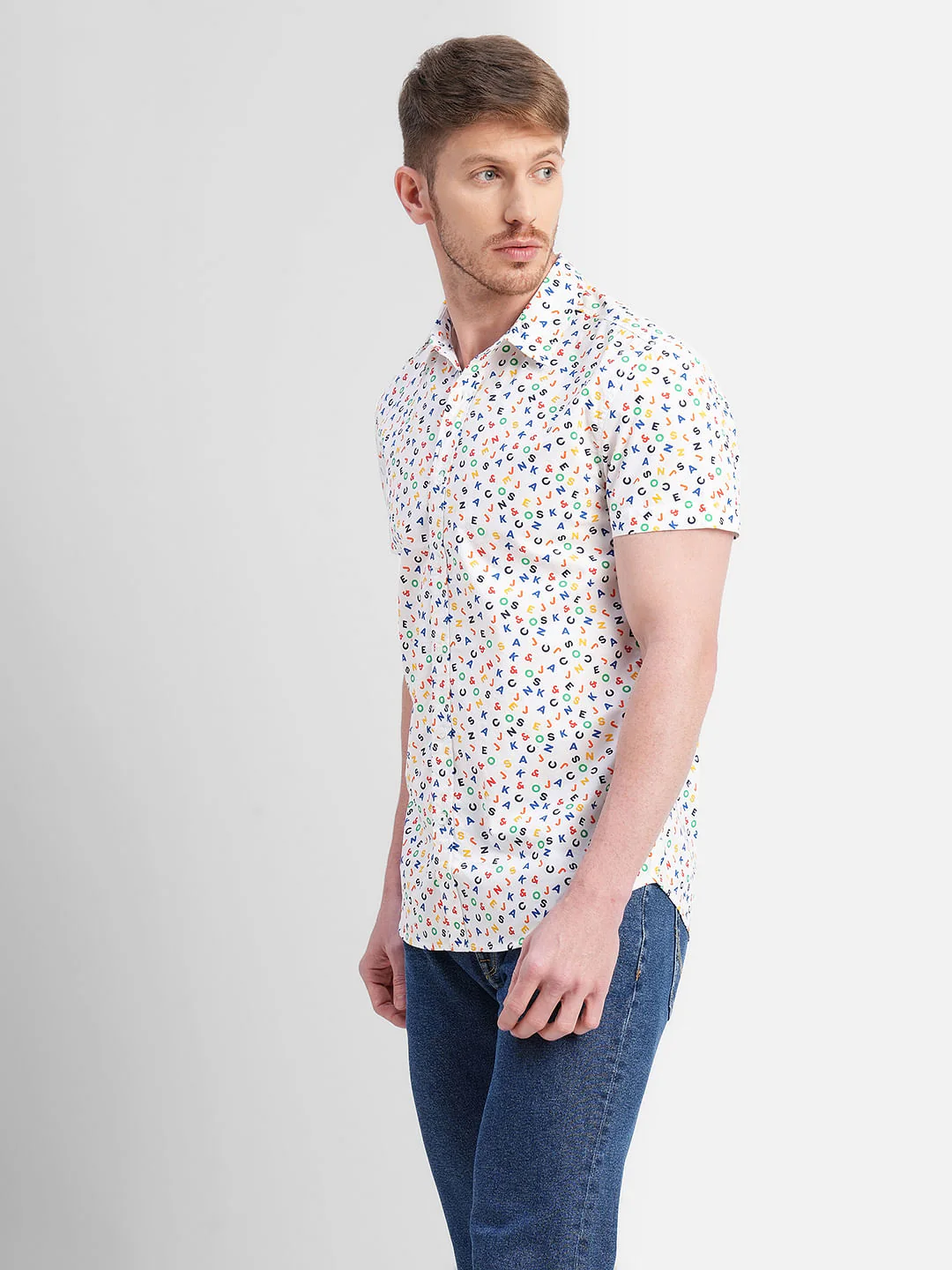 White Logo Print Short Sleeves Shirt - Image 3
