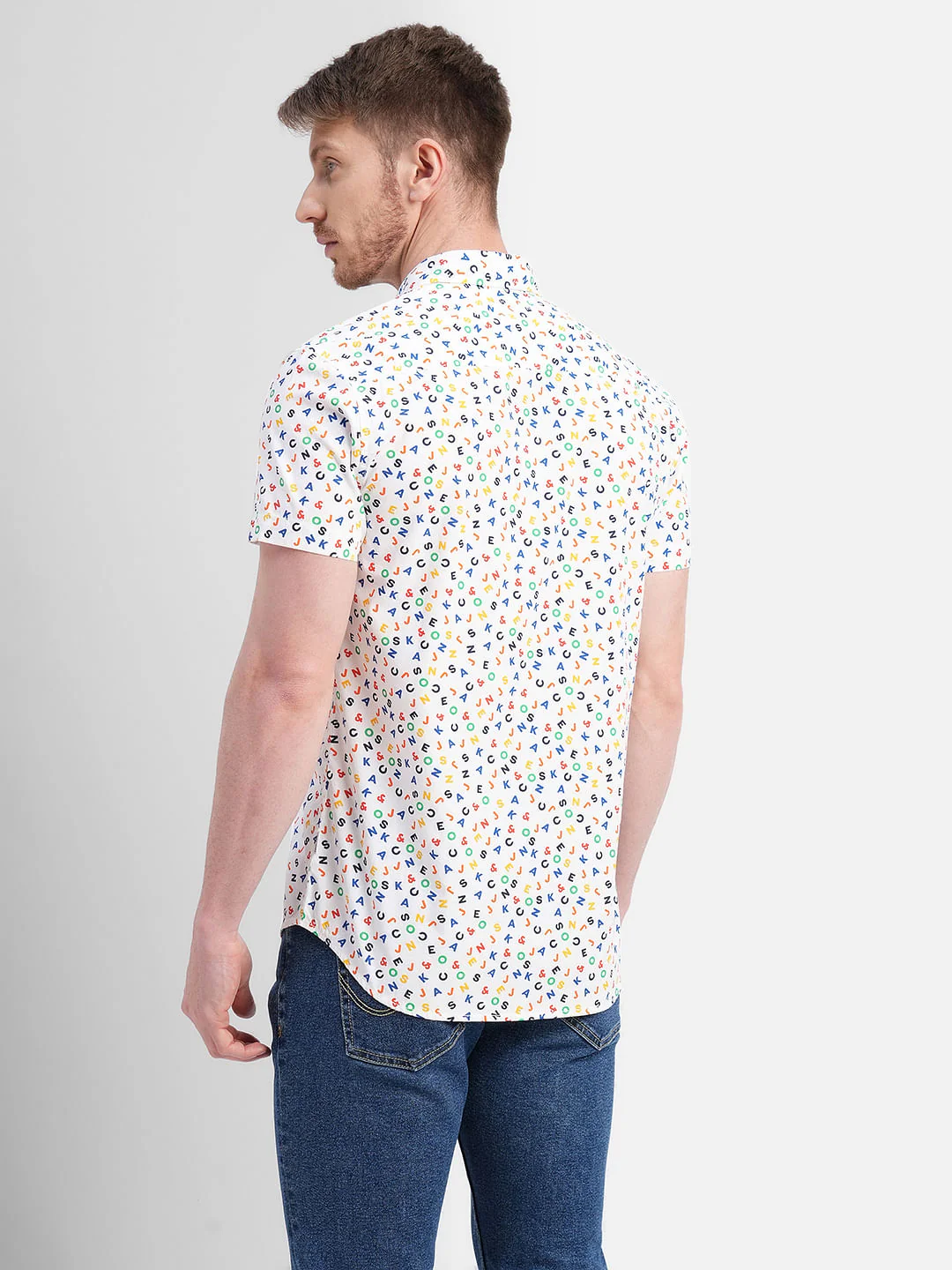 White Logo Print Short Sleeves Shirt - Image 4