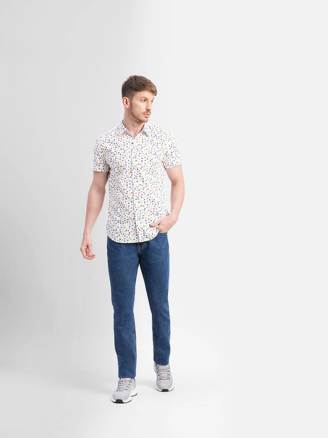White Logo Print Short Sleeves Shirt - Image 6