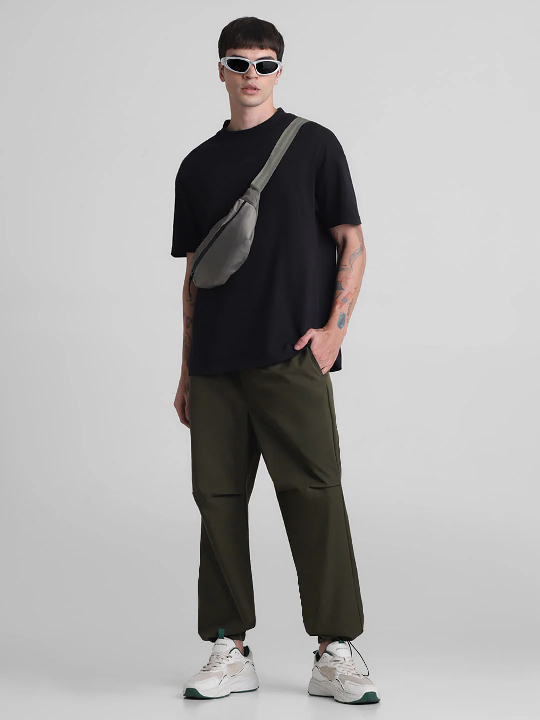 Dark Green Mid Rise Casual Pants - Image 5