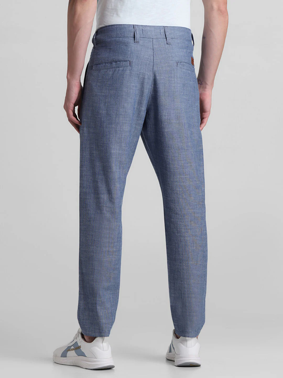 Blue Mid Rise Cotton Pants - Image 3