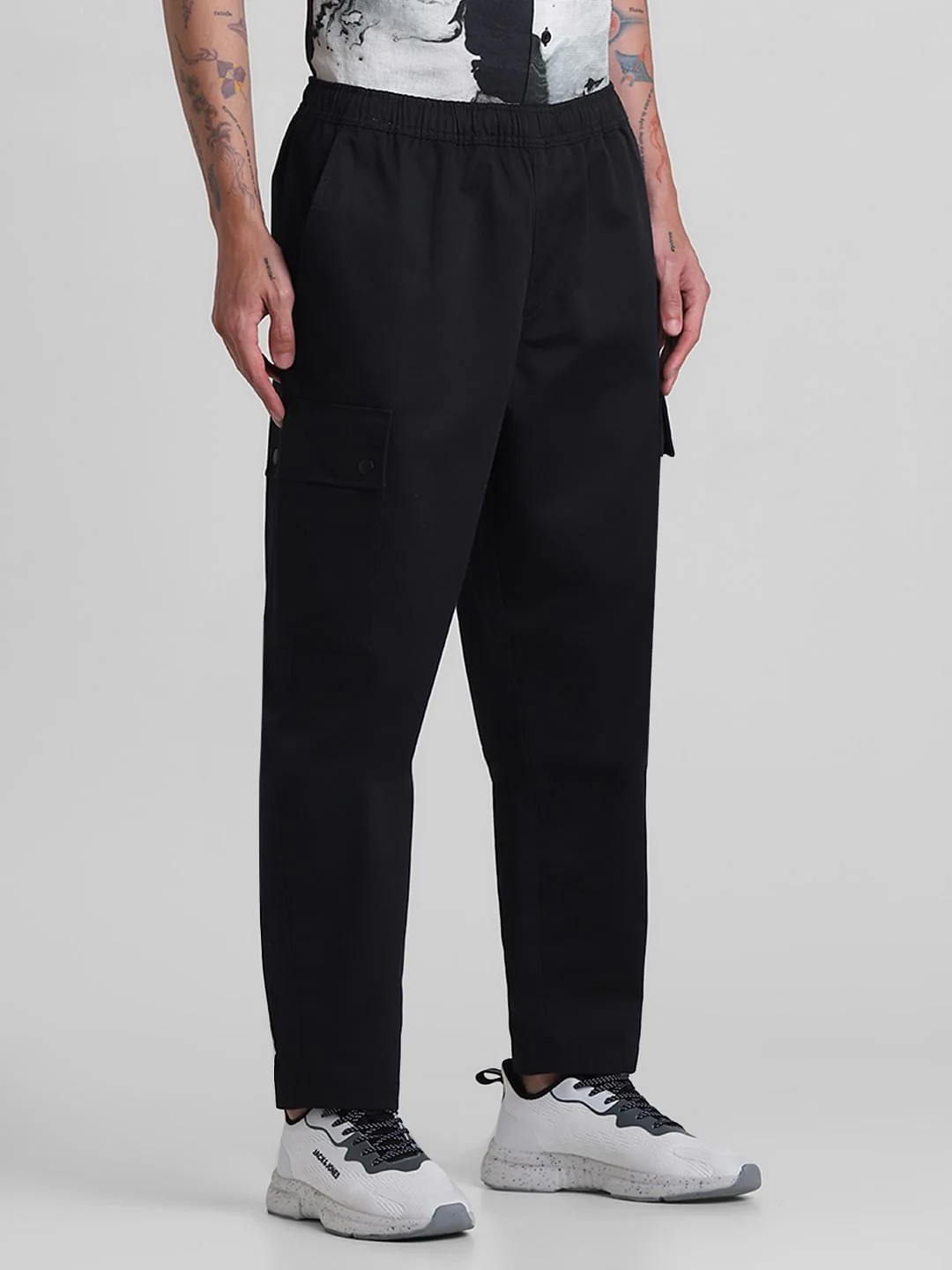 Black Mid Rise Cargo Joggers - Image 2
