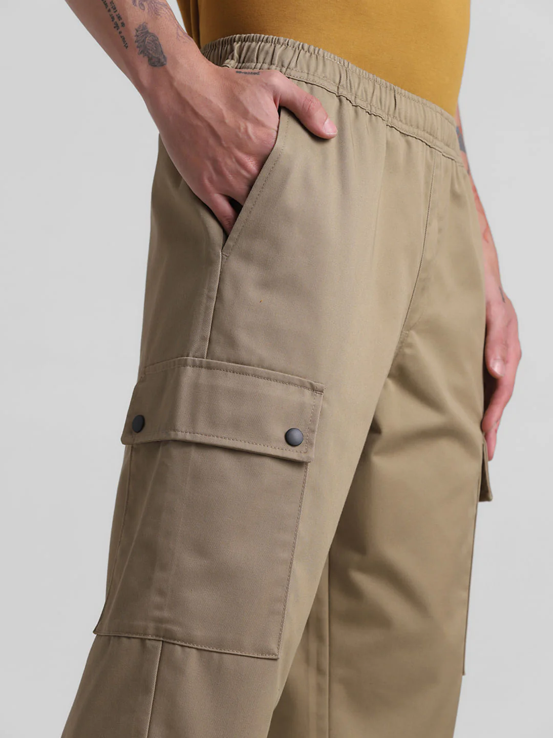 Brown Mid Rise Cargo Joggers - Image 4
