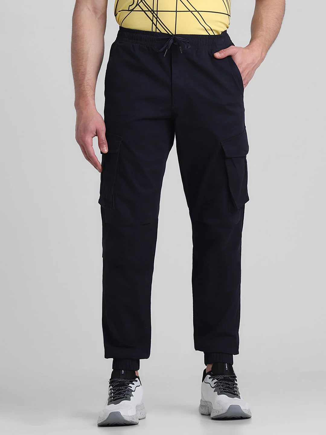 Navy Blue Mid Rise Cargo Pants