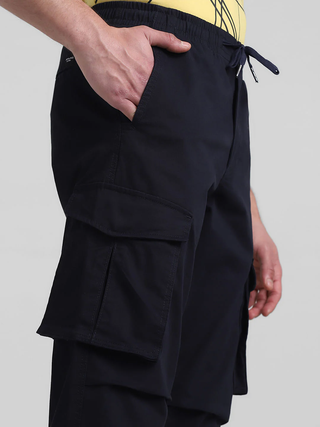 Navy Blue Mid Rise Cargo Pants - Image 4