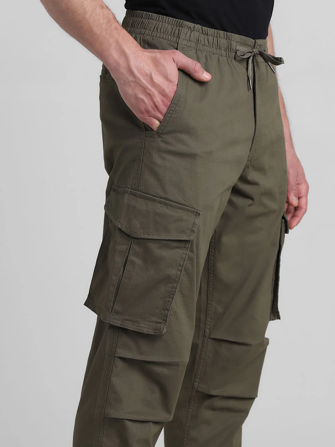 Olive Mid Rise Cargo Pants - Image 4