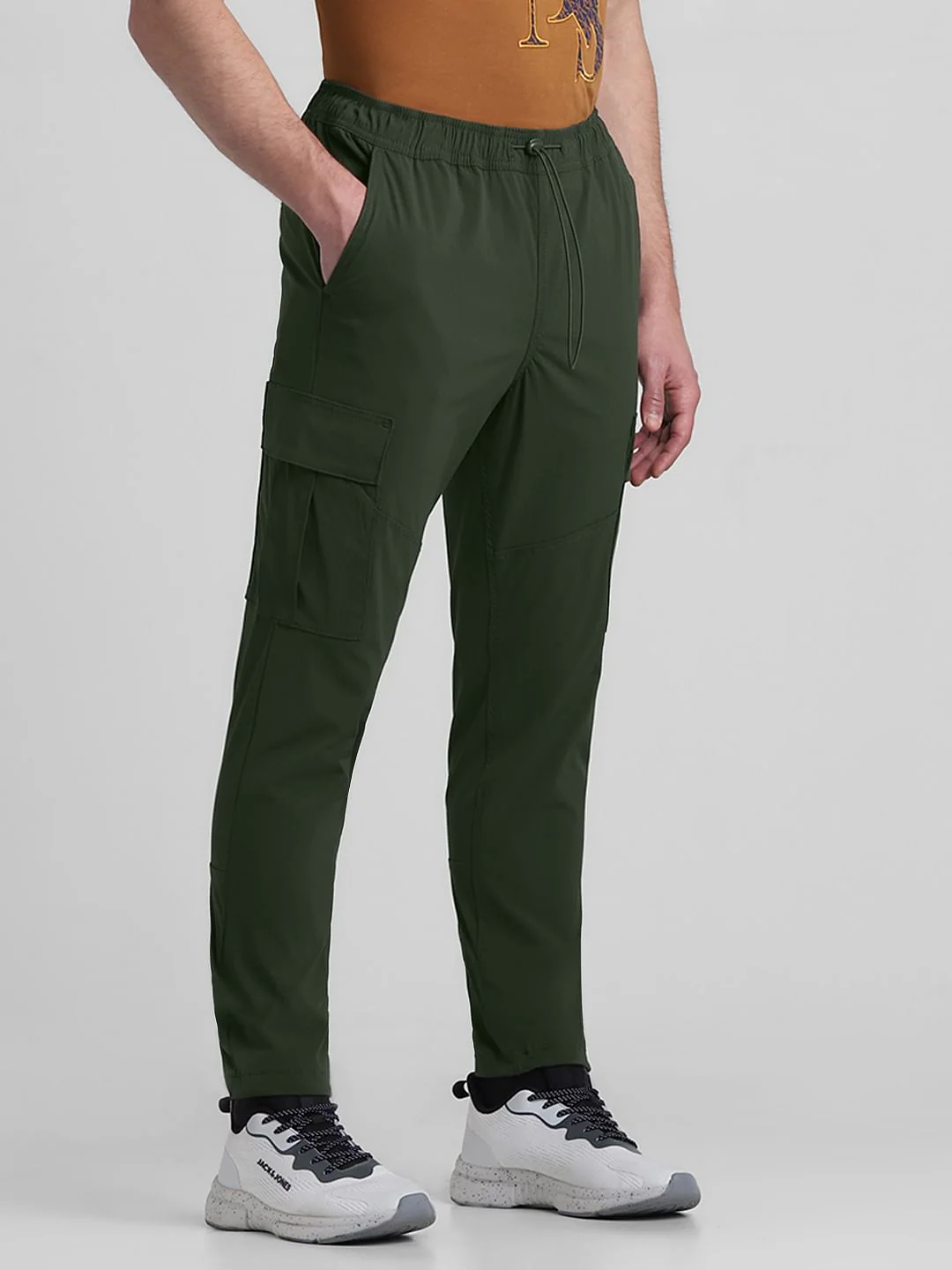 Olive Mid Rise Nylon Pants - Image 2