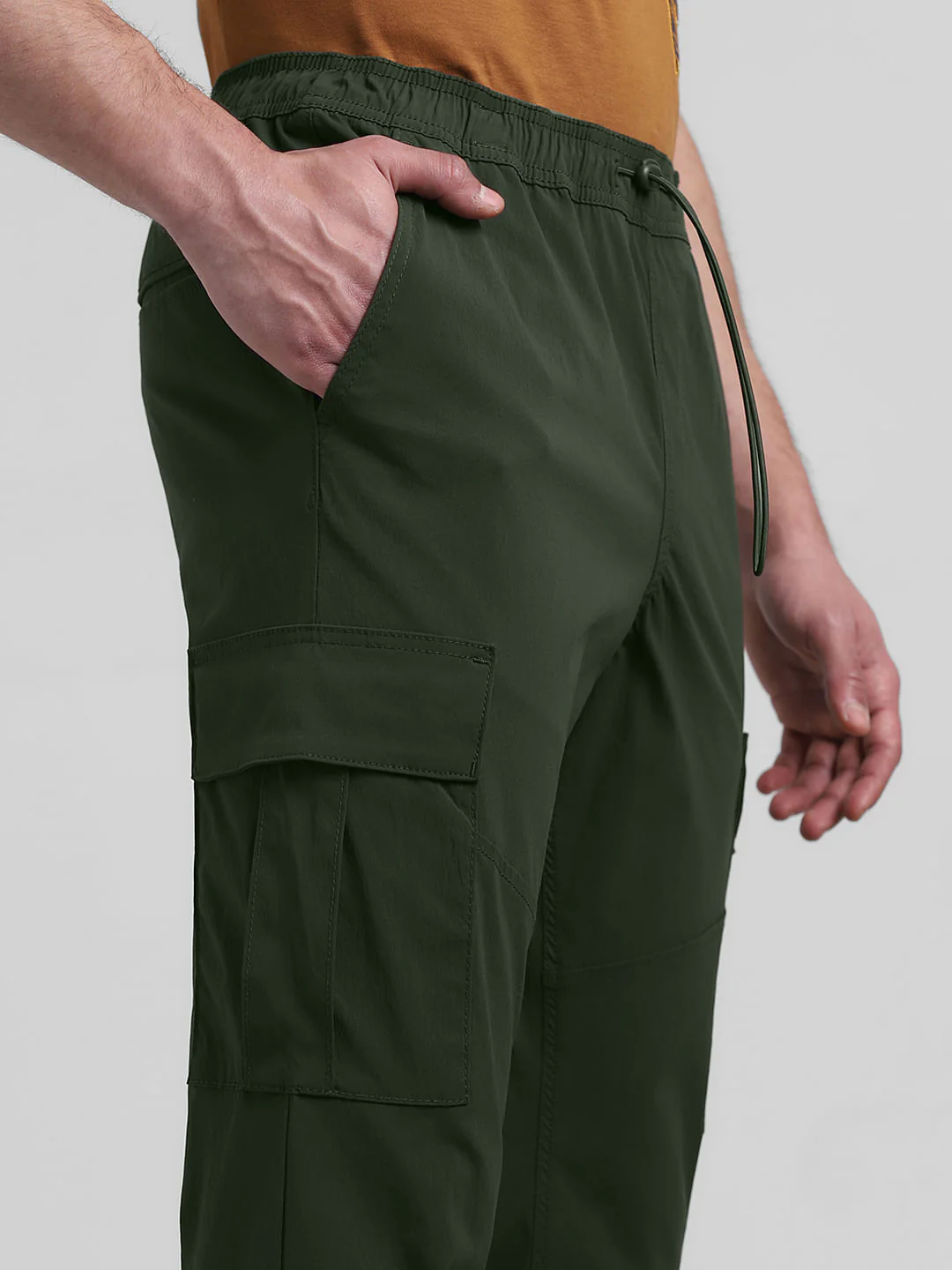 Olive Mid Rise Nylon Pants - Image 4