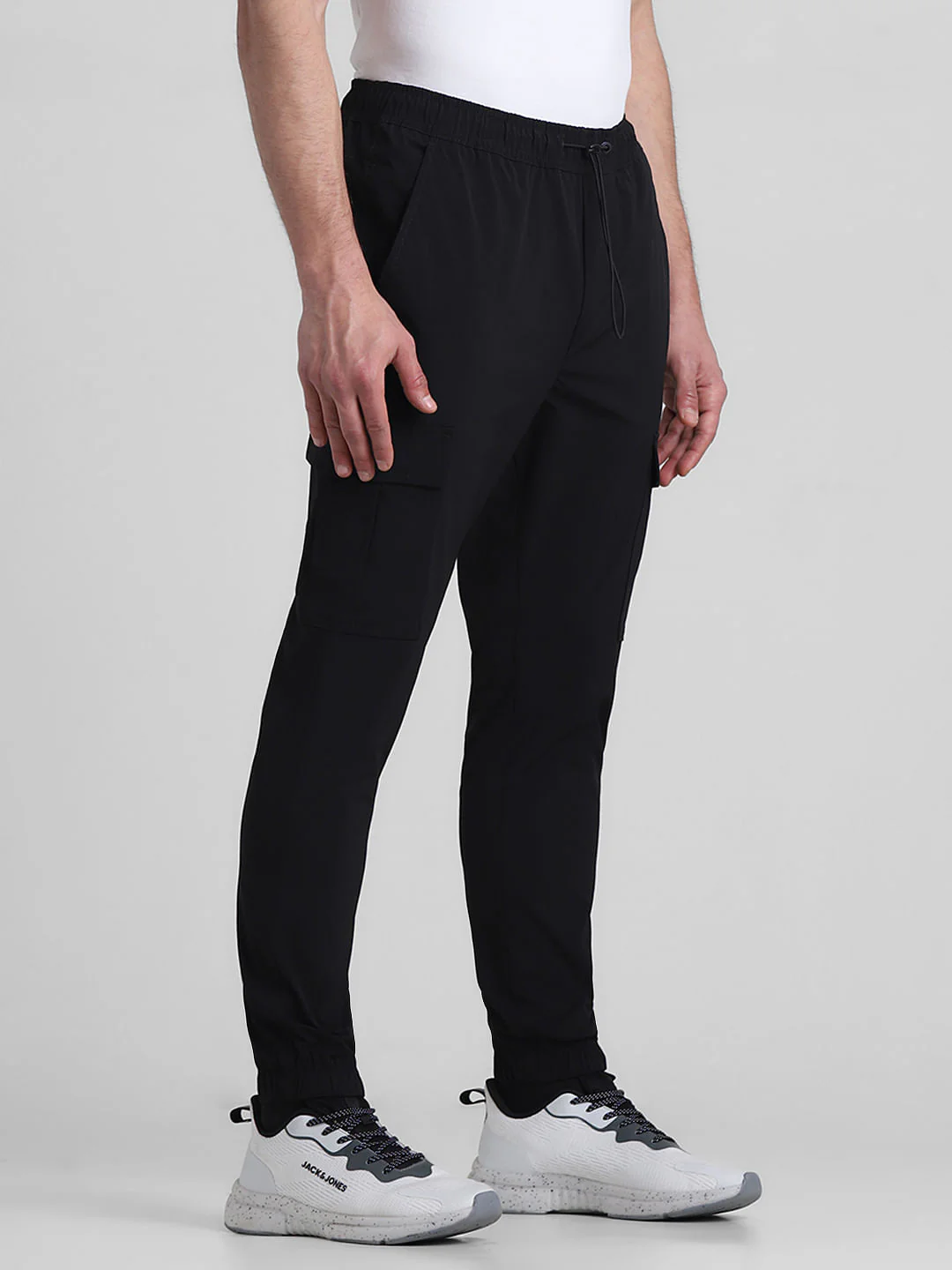 Black Mid Rise Slim Fit Cargos - Image 2