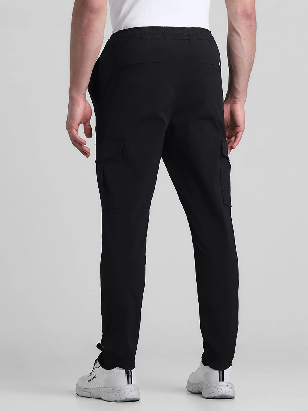 Black Mid Rise Slim Fit Cargos - Image 3