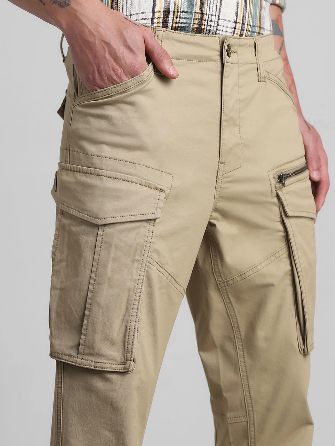 Light Brown Mid Rise Cargo Pants - Image 4
