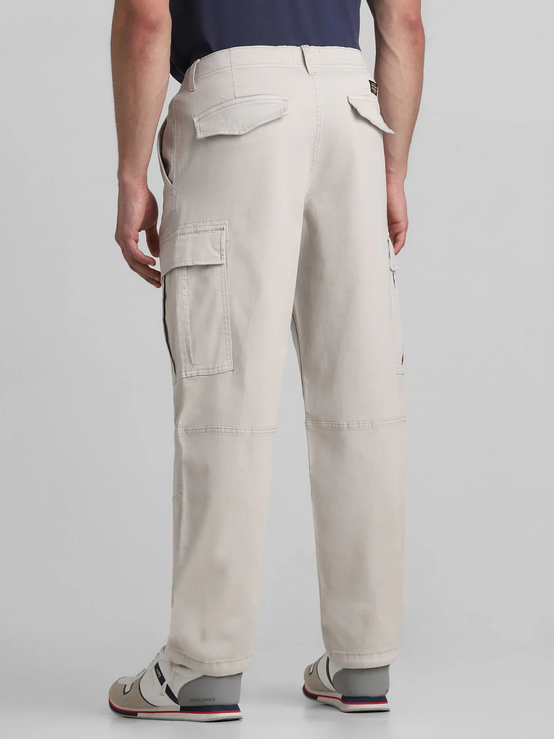 Cream Mid Rise Cargo Pants - Image 3