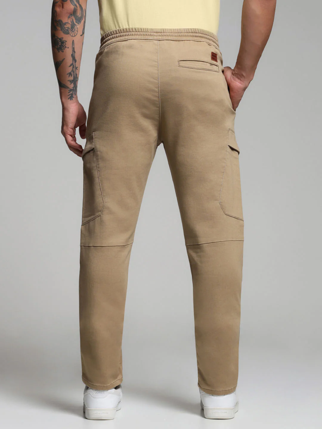 Beige Mid Rise Slim Fit Pants - Image 3